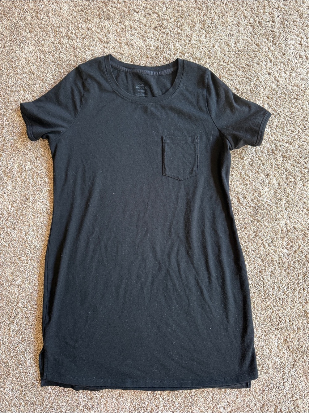 WoolX black merino wool short sleeve dress size medium